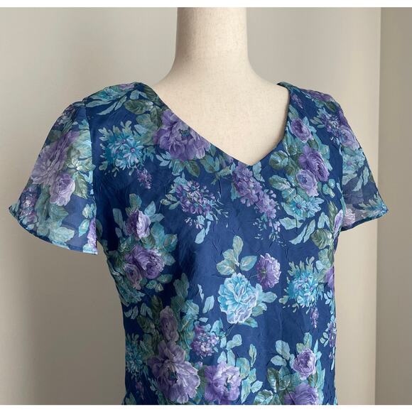 90s VTG Karin Stevens 2-pc Skirt Set 10P Blue Fairycore Ruffle Dreamy Whimsical - Picture 4 of 16